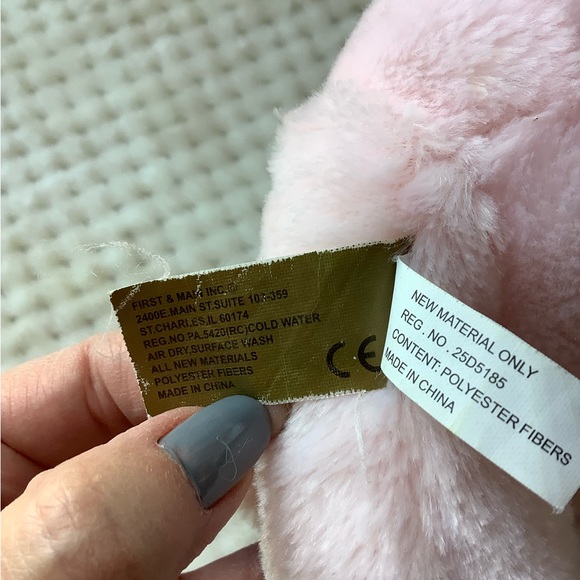 FIRST & MAIN Pink Pastel Pal Plush Bear Rattle Stuffed Animal Embroidered Eyes - Picture 9 of 14